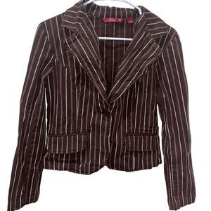 SO Brown Striped Blazer -‎ Junior’s Size Large